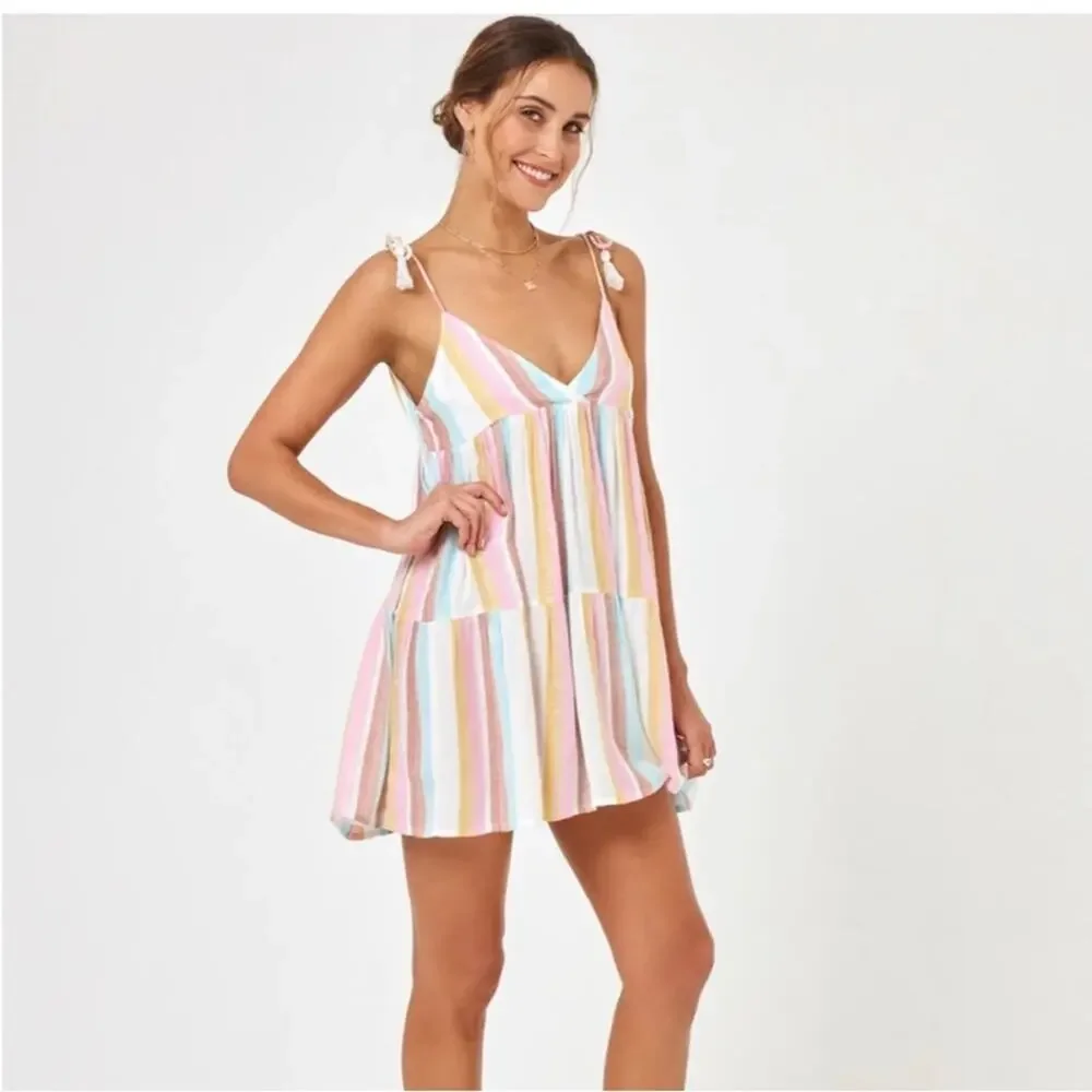 NWOT L*Space Isabella Metallic Almalfi Coast Striped Babydoll Dress Coverup M - Picture 13 of 13